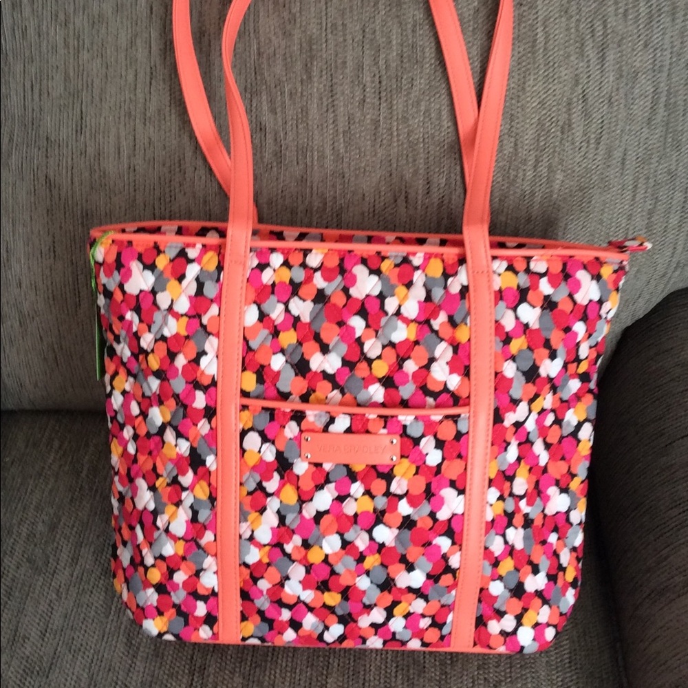 Vera Bradley Trimmed Tote Pixie Dots NWT - Picture 1 of 5
